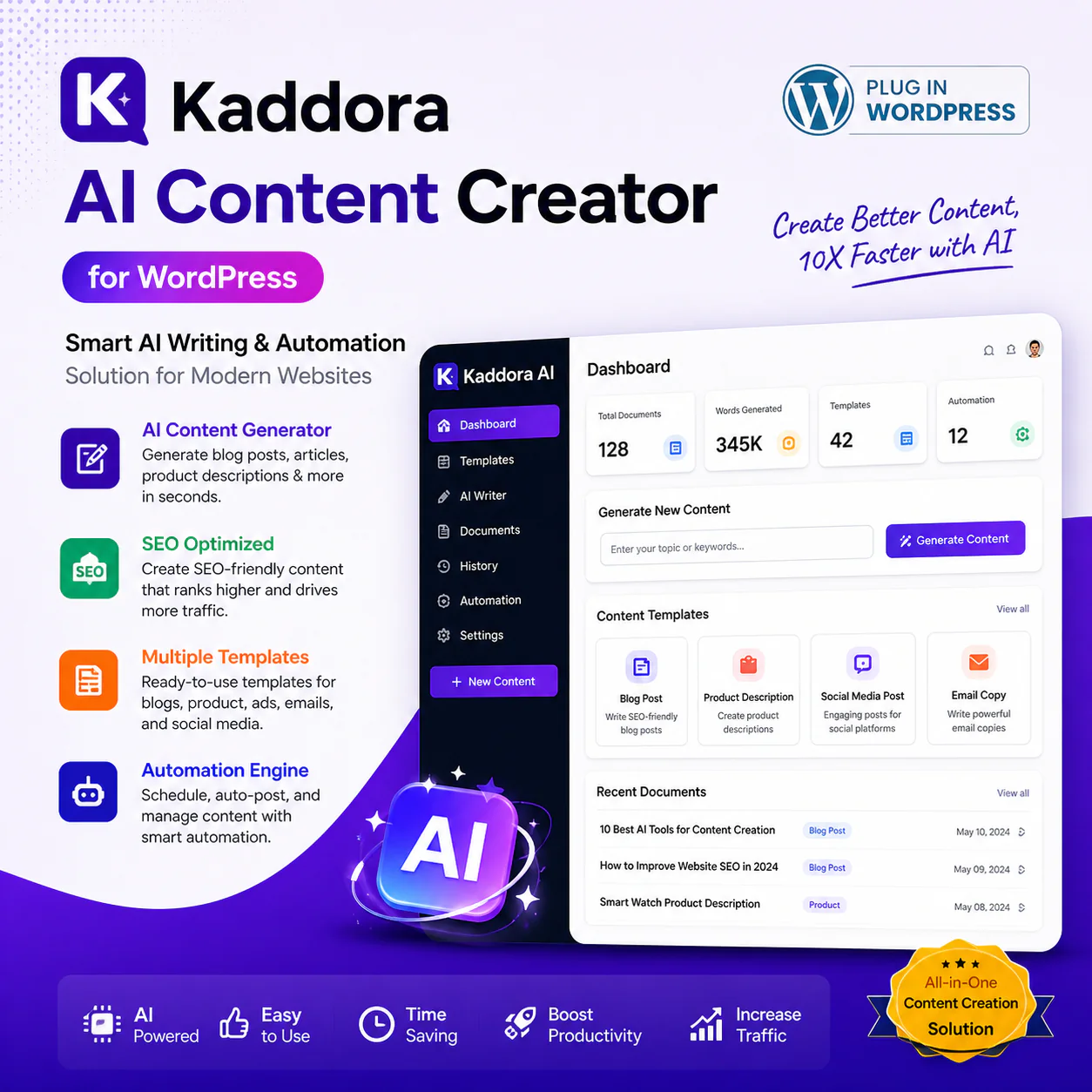 Kaddora AI Content Creator Plugin for WordPress