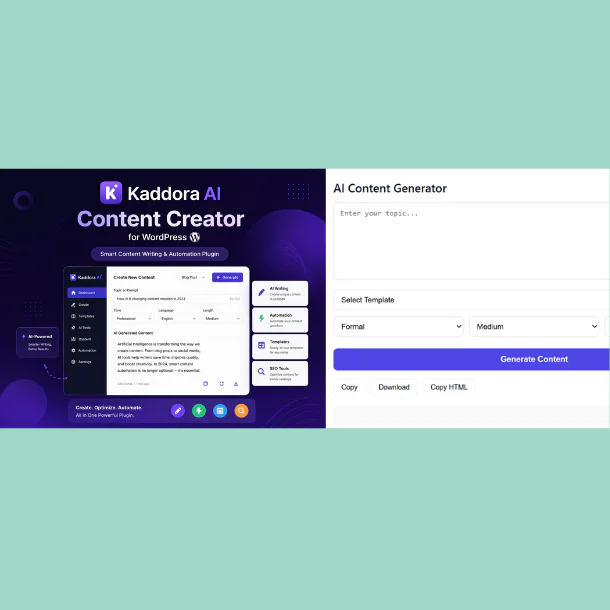 Kaddora AI Content Creator for WordPress Smart Content Writing and Automation Plugin