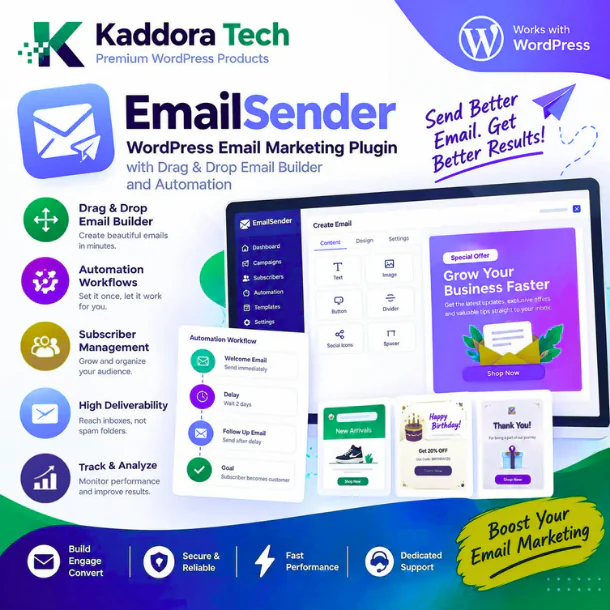 EmailSender – WordPress Email Marketing Plugin with Drag & Drop Email Builder and Automation