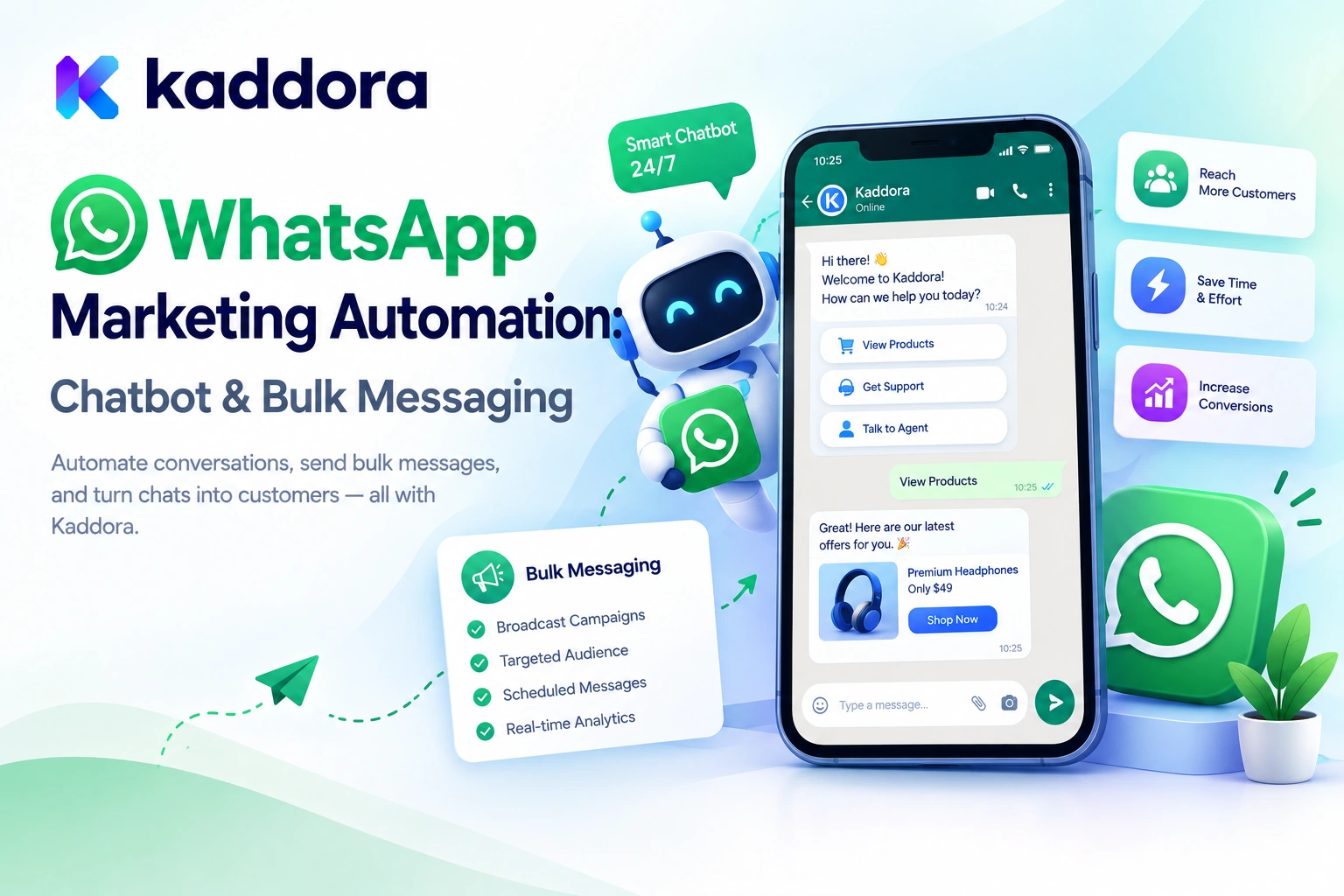 Kaddora WhatsApp Marketing Automation: Chatbot & Bulk Messaging