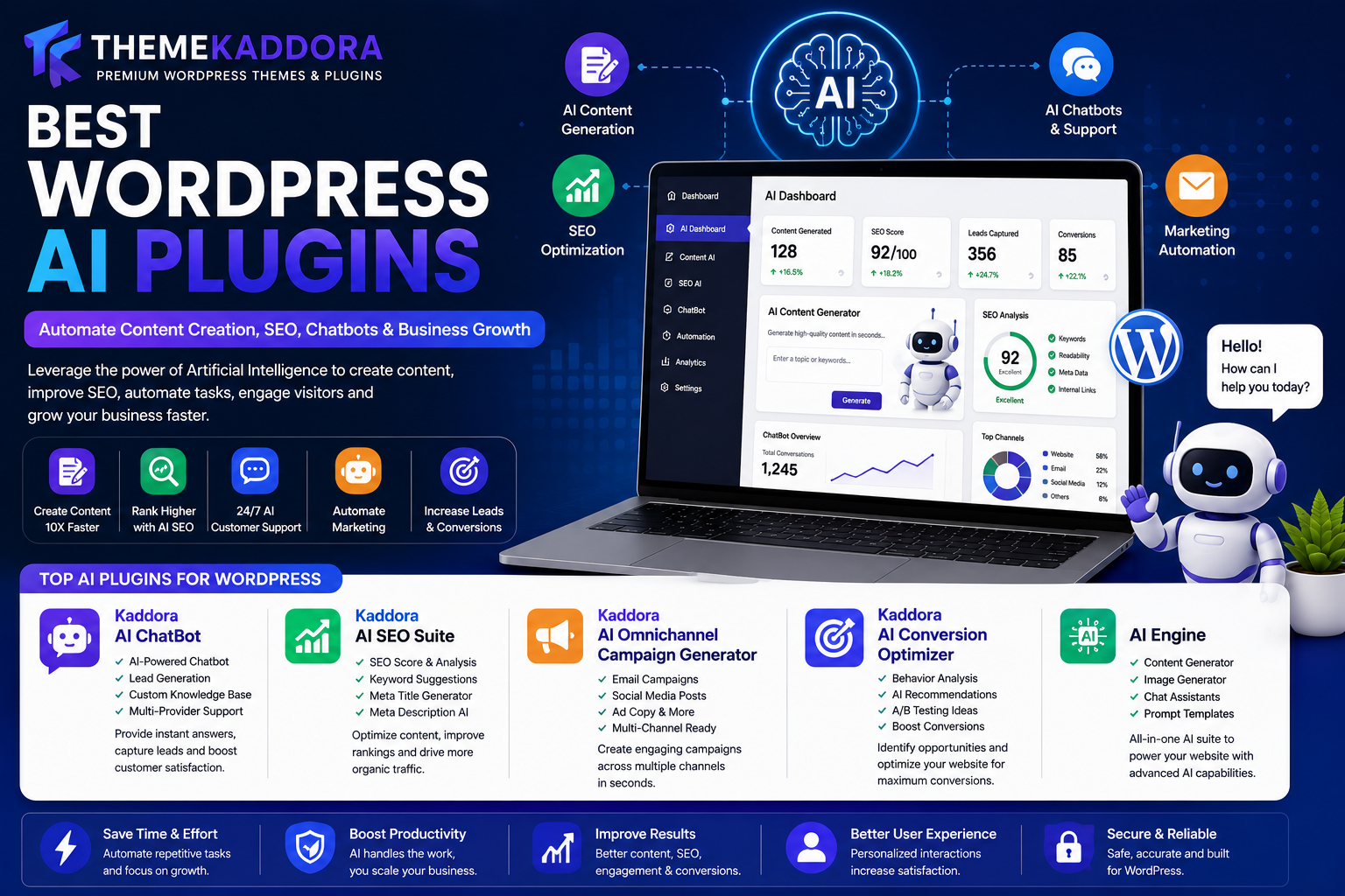 Best WordPress AI Plugins: Automate Content Creation, SEO, Chatbots & Business Growth