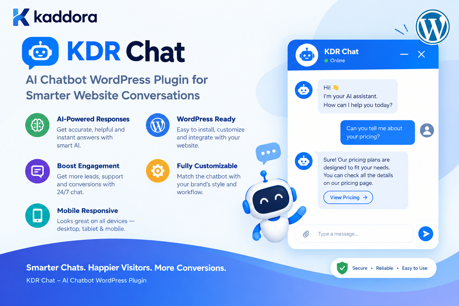 KDR Chat – AI Chatbot WordPress Plugin for Smarter Website Conversations
