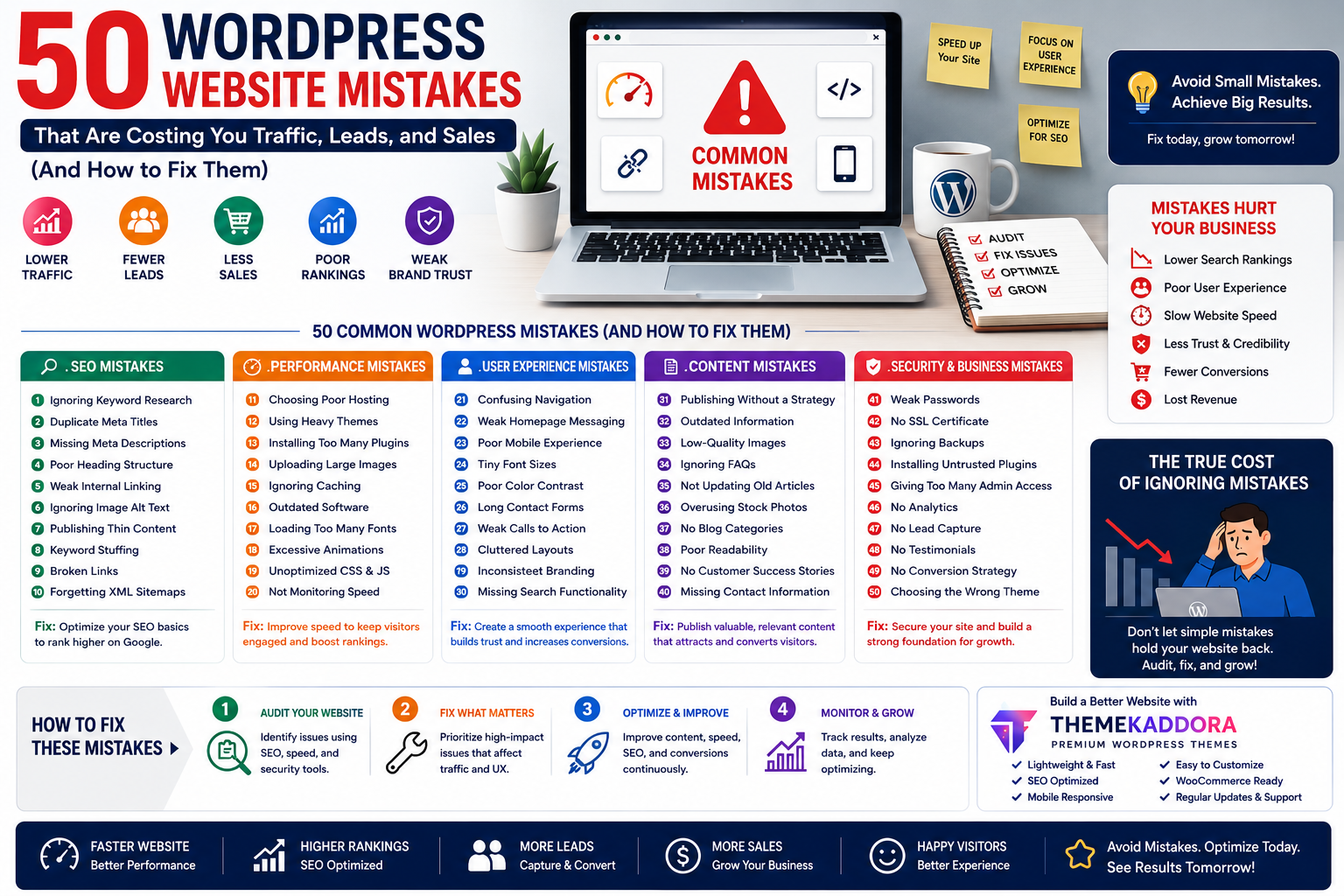 50 WordPress Website Mistakes That Are Costing You Traffic, Leads, and Sales (And How to Fix Them)
