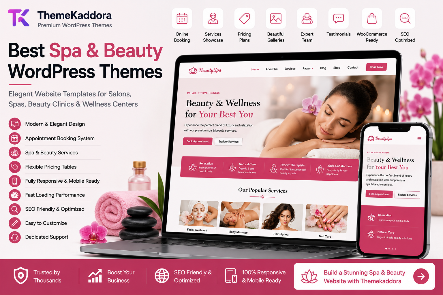 Best Spa & Beauty WordPress Themes: Elegant Website Templates for Salons, Spas & Beauty Businesses