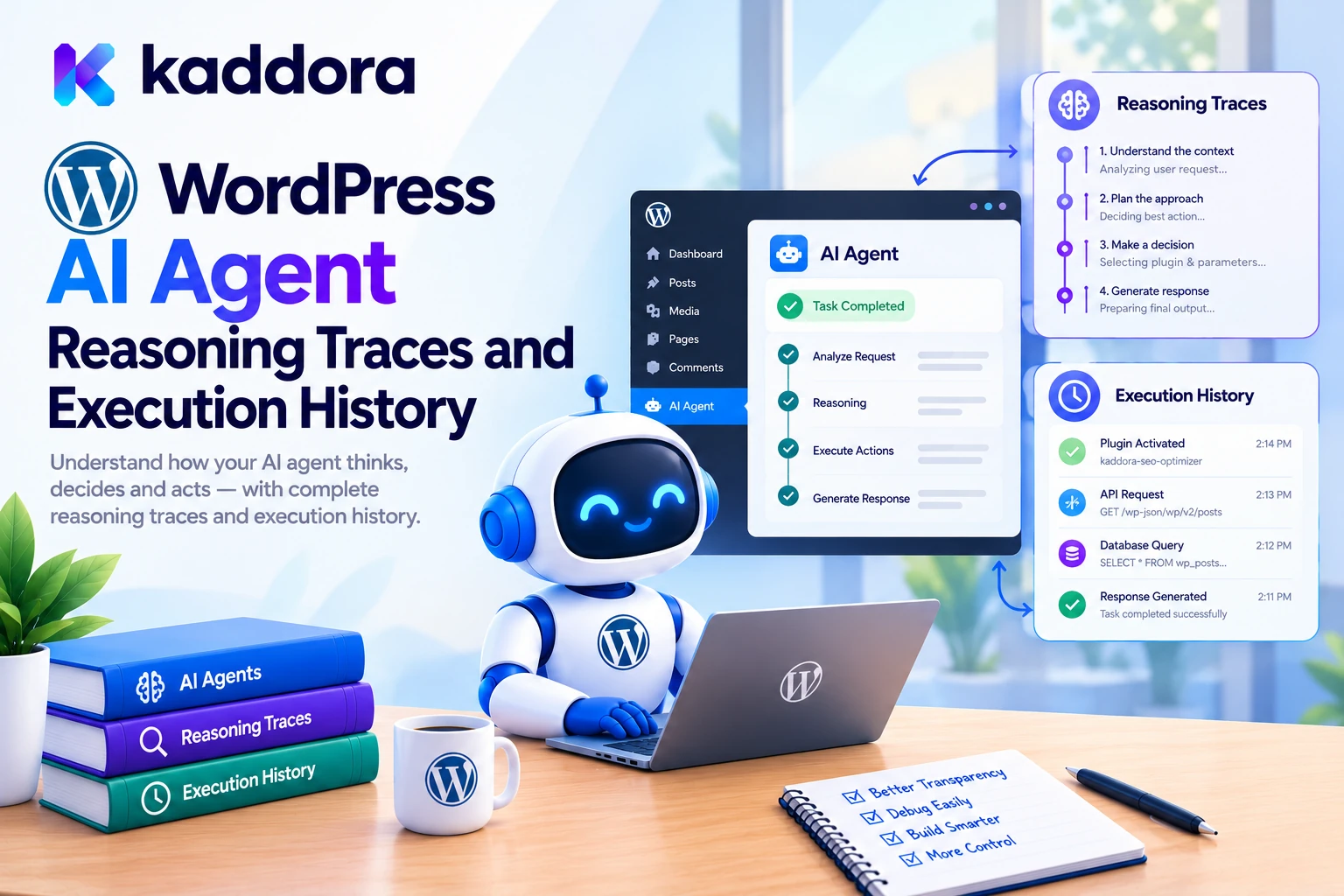 WordPress AI Agent Reasoning Traces and Execution History